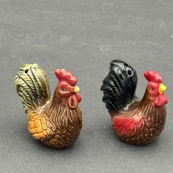 Vintage Ceramic Rooster Salt & Pepper Shakers Set  Farmhouse Rustic Country‎ - Picture 6 of 10